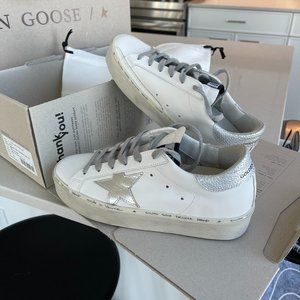 Golden Goose Women’s Hi Star Classic Sneakers with Silver Heel Tab
